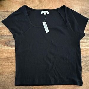 Madewell Square Neck Crop Top Black NWT
